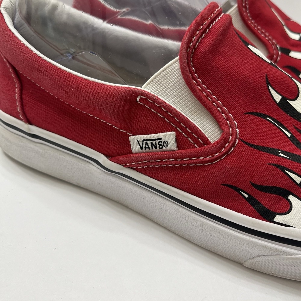 Vans Slip-On Paint Drip Red Sneakers B/W Checkerboard Canvas Men 7 Women 8.5 - Picture 2 of 8